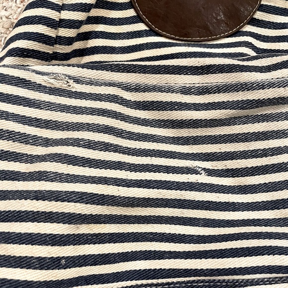 Steve Madden Backpack Blue & Creme Striped Canvas - Picture 4 of 5